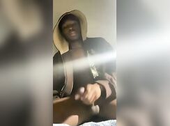 black amateur jerking off on his webcam