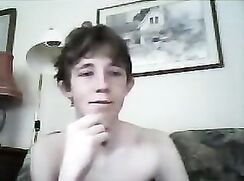 Poor quality smiling straight webcam boy wanks for girl