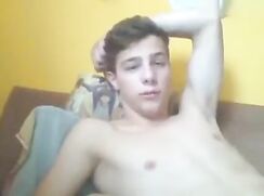 Webcam boy wanks stops wanks again and cums