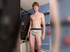 Straight boy shows physique and body