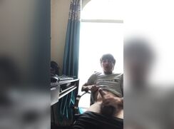 Uncut Latino teen quick jerk