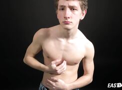 Solo handsome boy Alan McKenzie show his teen body