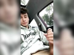 cute teen masturbating in the car