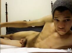 black teen boy jerking & playing with his hole