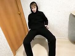 Hoodie lad 19yo teases wanks and cums for his followers