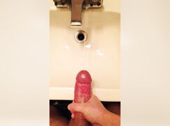 Shooting cum all over the sink at work