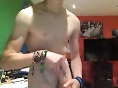 Horny fit blond wanking