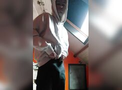 boy showed his dick with long foreskin