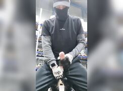 Young guy jerks off and cums in work