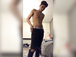 cute fit brunette snapchating jerks off