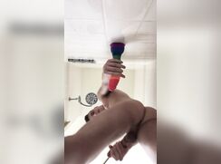 Amazing Boy with a Rainbow Dildo