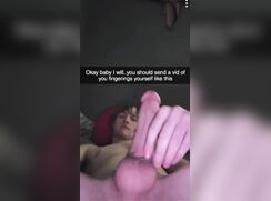 cute american blonde snapchating jerks on bed off
