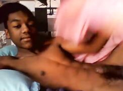 Black boy has a lot of creamy white milk