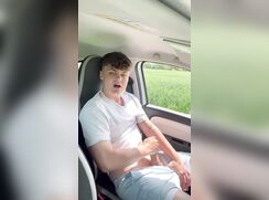 Hot teenager masturbates big cock in car - AD2