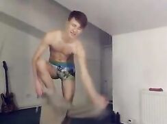 Vintage webcam: French lad strips for an unseen female