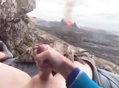 Twink tries to extinguish volcanic eruption
