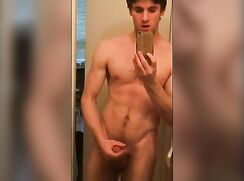 college boy selfie mirror jerk off session