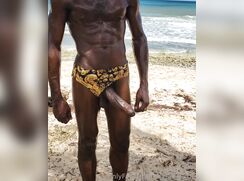 Massive Uncut BBC on the beach