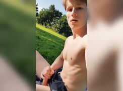 Ginger hottie fertilises the lawn