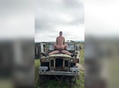 Above his big cock you can see the sky