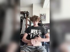 Teen college boy jerking off behind his roommate