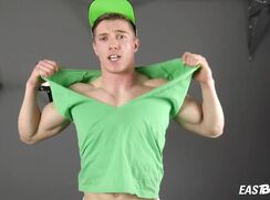 Handsome muscle boy Larry McCormick flexing and wanking