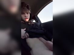 Nice boy in a car and jerks off in a restroom