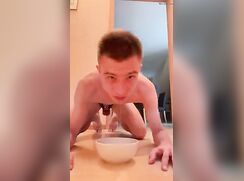 Caged twink in training