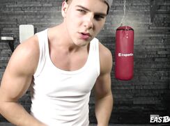 Handsome muscle boy Martin Gajda gets handob huge dick