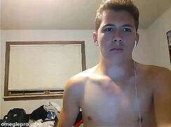 College Blond wanks his cut curved cock off - AI Enhanced