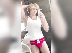 Beautiful blonde shows off