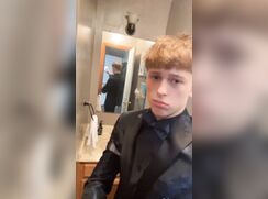 cute american ginger selfie jacks cumming on sink off