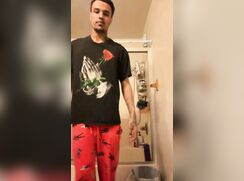 Damian taking a shower