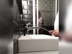 He pisses in the sink!