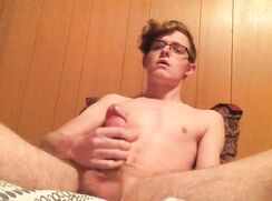 Cute Nerd Jerking Off & Eating His Cum