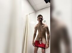 cute fit big cock before shower show off