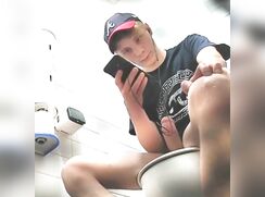 cute dutch blonde risky baited on public toillet off