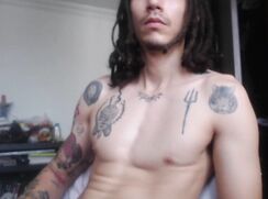 Hot Tattooed Guy Flashing His Big Boner