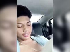 Young black teen oral in back of car