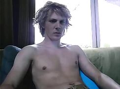 Shaggy Blond Hair Wanks off on his Webcam - AI Enhanced Gay Porn Tube