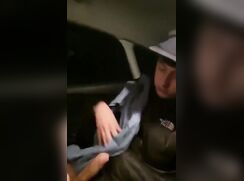 Chav lad wanks in the car at night
