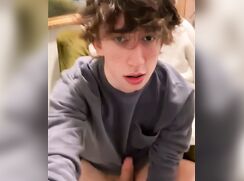 Brunette Guy Fit wanks his cock off on webcam - AI Enhanced