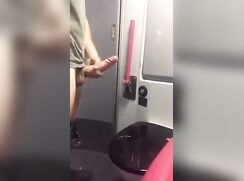 Hung Cock Sprays Train Toilet porn