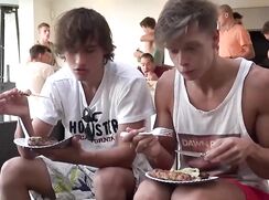 A bunch of twinks are far from home but have a fun time together