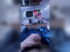 Teen jerks off in bed