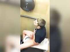 Jerking off in a public toilet 2