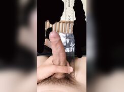 Chubby dude jerks big dick