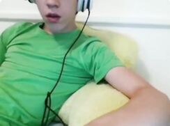 Young in his room playing cock in front of his cam