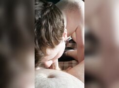 Chastity twink sucks master's cock