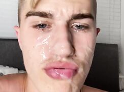 Cute Twink Cums All Over His Face And into His Own Mouth Covering Those Braces ...